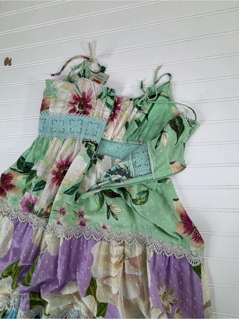 FARM Rio Floral Midi Dress in Purple, Pink, Green, Cream Large runs small - Picture 11 of 13